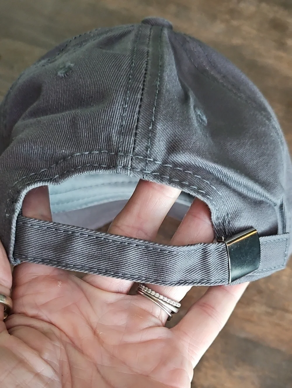 NWT Gray Denim Distressed Baseball Cap
